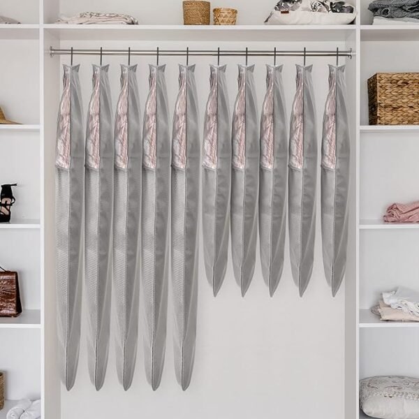 4 Pack 43’’ Gray Garment Bags for Hanging Clothes Storage Travel, Clear Dress Bags for Gowns Long, Suit Bags for Closet Storage - Image 2
