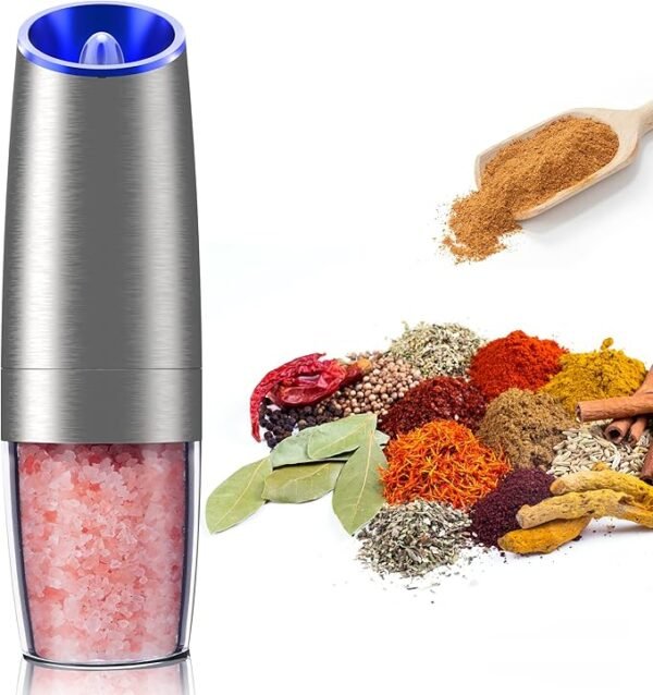 Automatic Eletric Salt and Pepper Grinder Shakers Set, Battery Operated, Must Haves from TikTok, Silver, 1 Pack